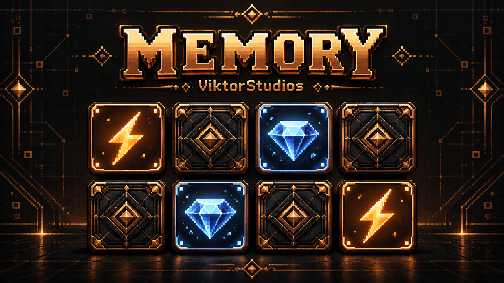 Portada con cartas del juego de memoria de ViktorStudios